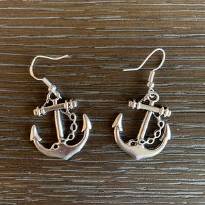 Silver Colored Anchor Earrings - New Never Worn